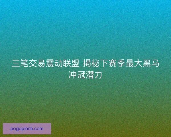 三笔交易震动联盟 揭秘下赛季最大黑马冲冠潜力